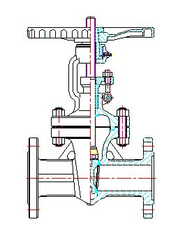 Z41H法兰闸阀外形结构图